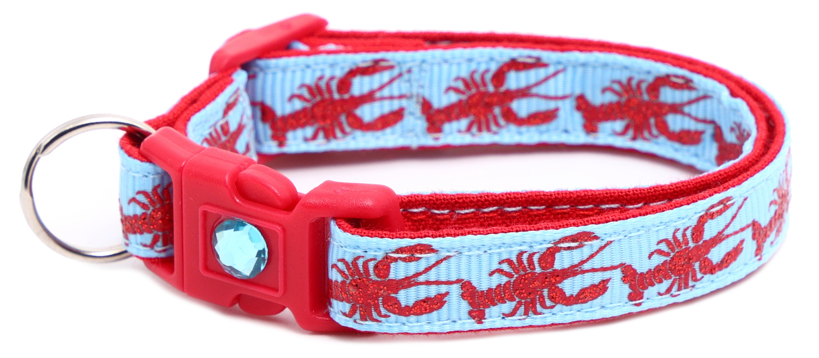 Lobster Breakaway Cat Collar made of reinforced cotton, featuring a breakaway clip and customizable options.